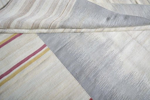 Full view of New Kilim Kiasar rug from Iran / Persia, 292 × 207 cm in Beige tones