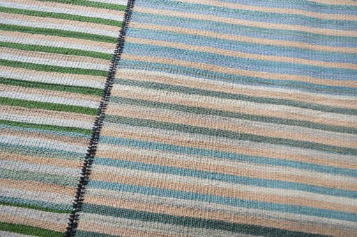 Backside of handmade New Kilim Kiasar rug showing knot structure and weave density