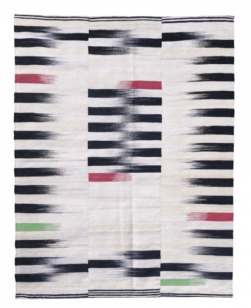 Full view of New Kilim Kiasar rug from Iran / Persia, 201 × 156 cm in Beige tones