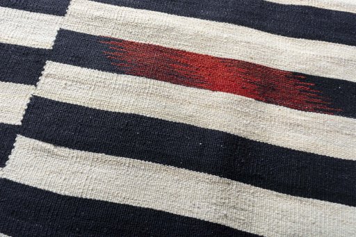 Backside of handmade New Kilim Kiasar rug showing knot structure and weave density