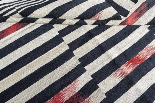 Full view of New Kilim Kiasar rug from Iran / Persia, 201 × 155 cm in Beige tones