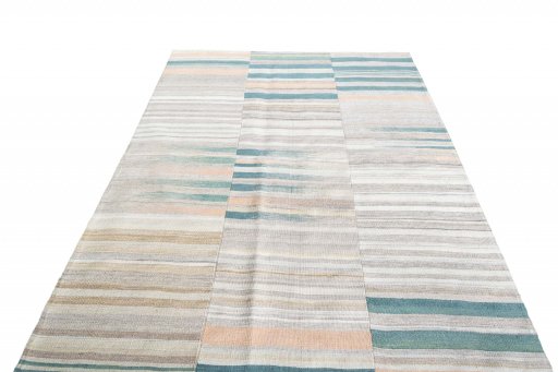 Close-up detail of New Kilim Kiasar rug from Iran / Persia showing Wool weave