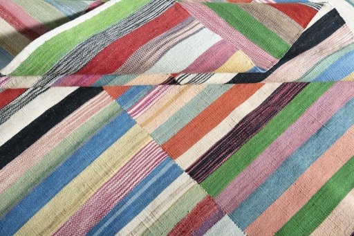 Full view of New Kilim Kiasar rug from Iran / Persia, 195 × 153 cm in Multi Color tones