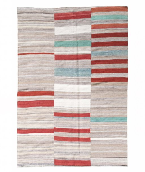 Full view of New Kilim Kiasar rug from Iran / Persia, 220 × 153 cm in Multi Color tones