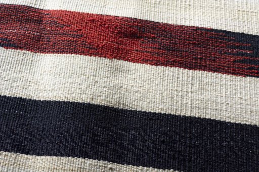 Backside of handmade New Kilim Kiasar rug showing knot structure and weave density