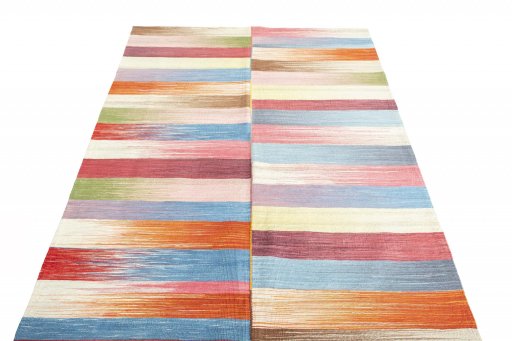 Close-up detail of New Kilim Kiasar rug from Iran / Persia showing Wool weave