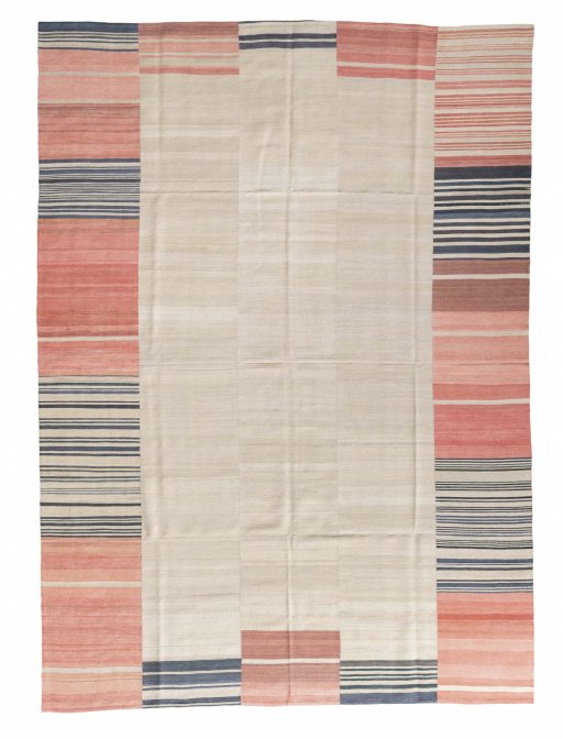 Full view of New Kilim Kiasar rug from Iran / Persia, 352 × 255 cm in Beige tones