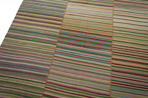 Close-up detail of New Kilim Kiasar rug from Iran / Persia showing Wool weave