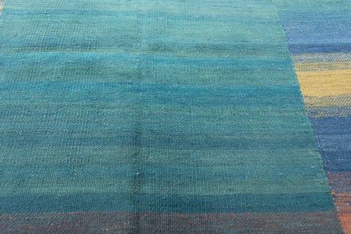 Backside of handmade New Kilim Kiasar rug showing knot structure and weave density