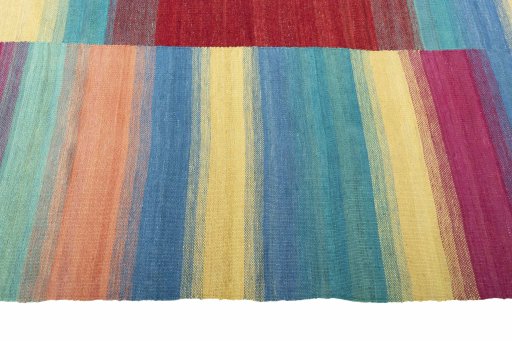 Close-up detail of New Kilim Kiasar rug from Iran / Persia showing Wool weave