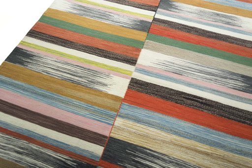Surface texture of New Kilim Kiasar rug with natural Wool and intricate pattern