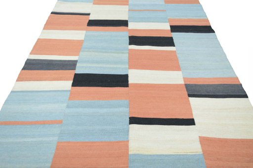 Close-up detail of New Kilim Kiasar rug from Iran / Persia showing Wool weave