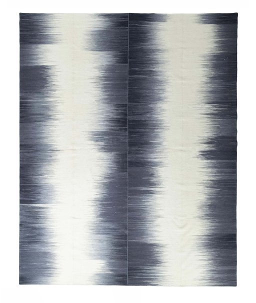 Full view of New Kilim Kiasar rug from Iran / Persia, 390 × 304 cm in Beige tones