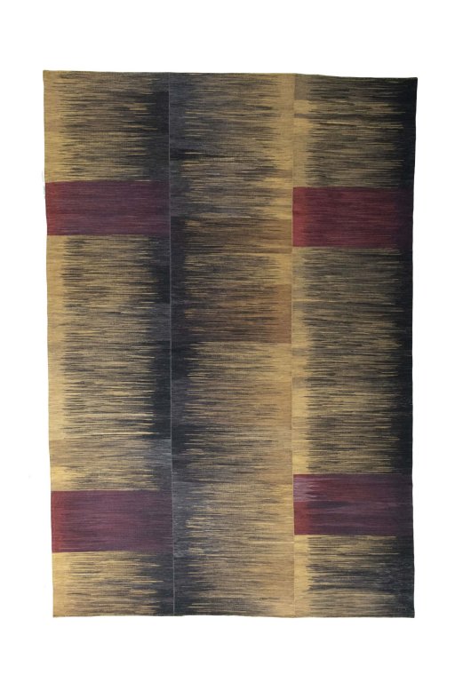 Full view of New Kilim Kiasar rug from Iran / Persia, 378 × 255 cm in Gray tones