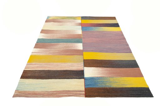 Close-up detail of New Kilim Kiasar rug from Iran / Persia showing Wool weave