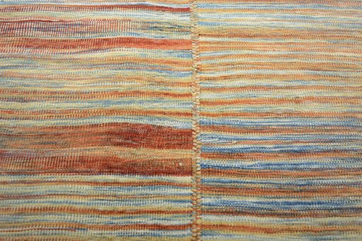 Backside of handmade New Kilim Kiasar rug showing knot structure and weave density