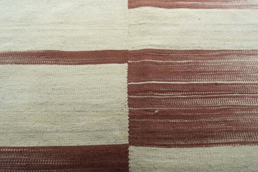 Backside of handmade New Kilim Kiasar rug showing knot structure and weave density