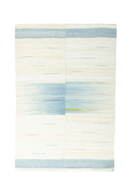 Full view of New Kilim Kiasar rug from Iran / Persia, 168 × 114 cm in Beige tones