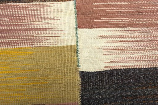 Backside of handmade New Kilim Kiasar rug showing knot structure and weave density