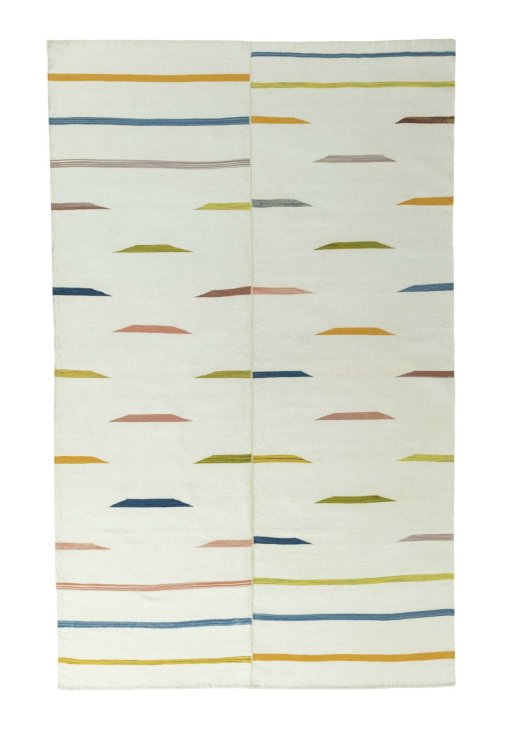 Full view of New Kilim Kiasar rug from Iran / Persia, 269 × 167 cm in Beige tones