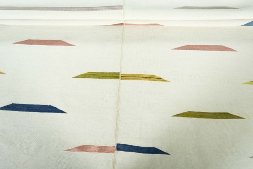 Full view of New Kilim Kiasar rug from Iran / Persia, 269 × 167 cm in Beige tones