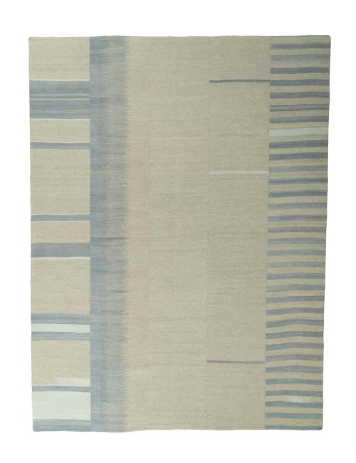 Full view of New Kilim Kiasar rug from Iran / Persia, 368 × 278 cm in Beige tones