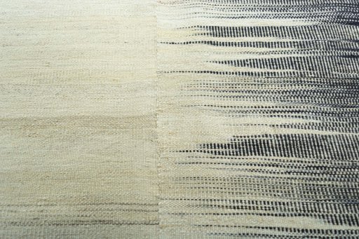 Backside of handmade New Kilim Kiasar rug showing knot structure and weave density
