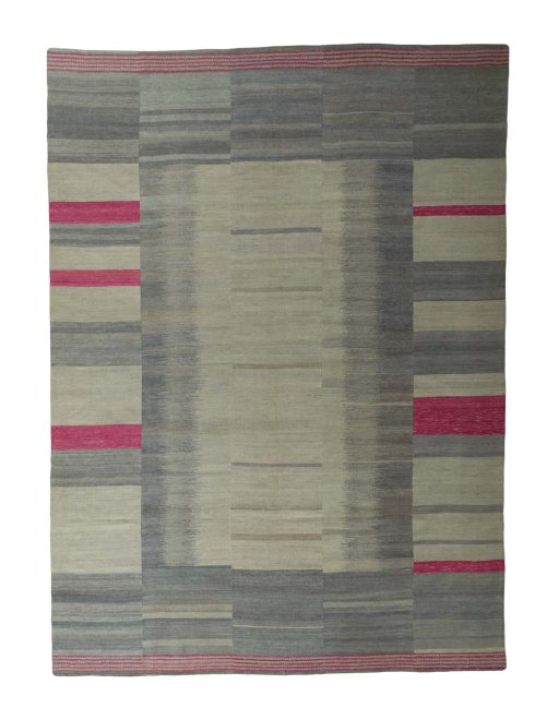 Full view of New Kilim Kiasar rug from Iran / Persia, 378 × 274 cm in Gray tones
