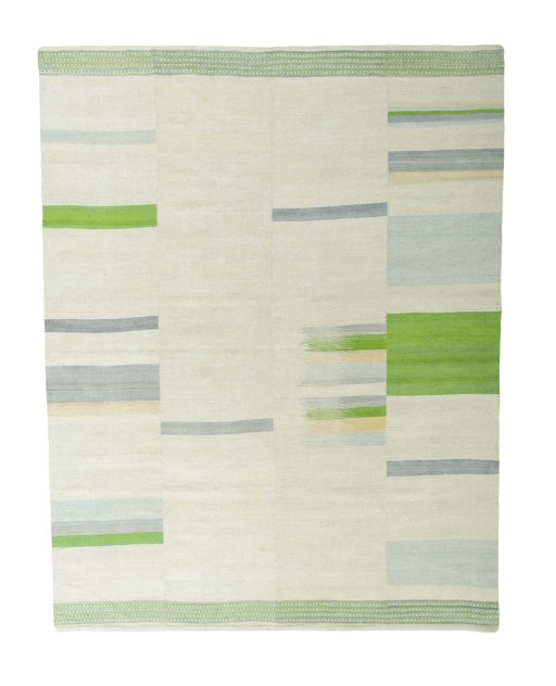 Full view of New Kilim Kiasar rug from Iran / Persia, 256 × 200 cm in Beige tones