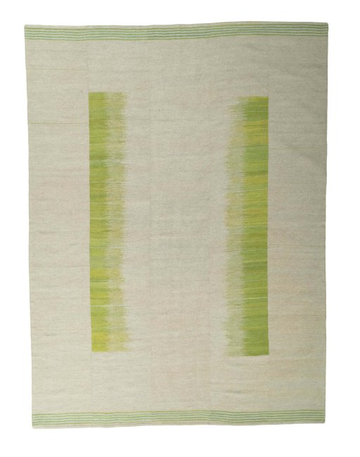 Full view of New Kilim Kiasar rug from Iran / Persia, 367 × 274 cm in Beige tones
