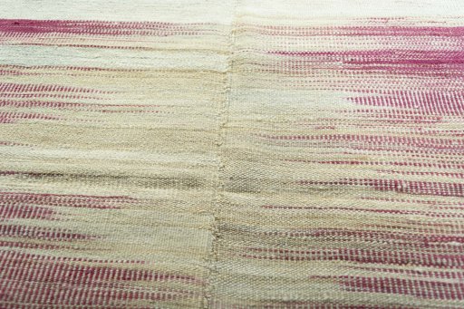Backside of handmade New Kilim Kiasar rug showing knot structure and weave density
