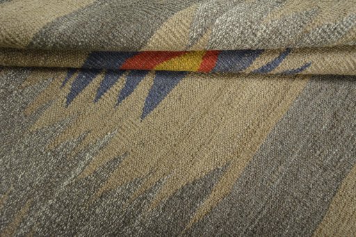 Full view of New Kilim Sofre rug from Iran / Persia, 101 × 111 cm in Multi Color tones