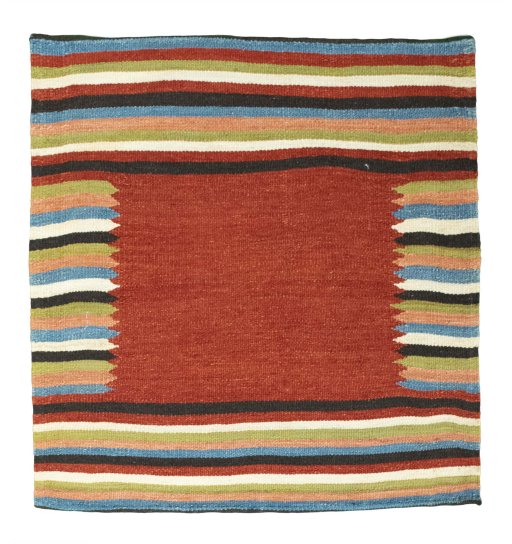 Full view of New Kilim Sofre rug from Iran / Persia, 104 × 100 cm in Multi Color tones