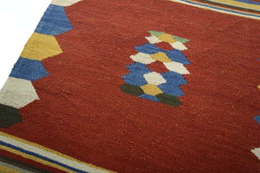 Surface texture of New Kilim Sofre rug with natural Wool and intricate pattern