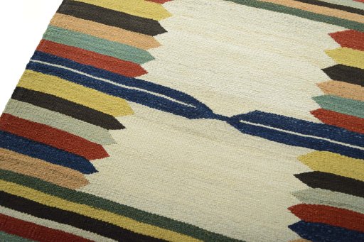 Surface texture of New Kilim Sofre rug with natural Wool and intricate pattern