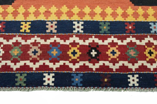 Central medallion detail of New Kilim Sofre rug from Iran / Persia