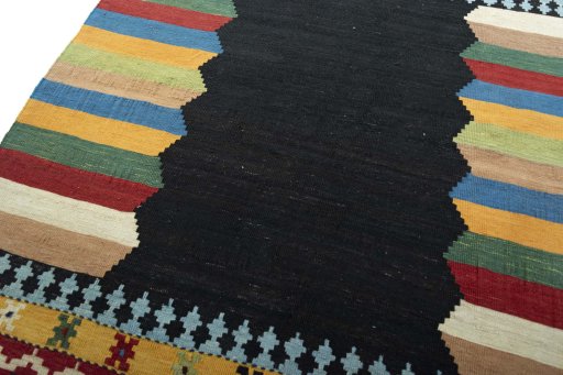 Surface texture of New Kilim Sofre rug with natural Wool and intricate pattern
