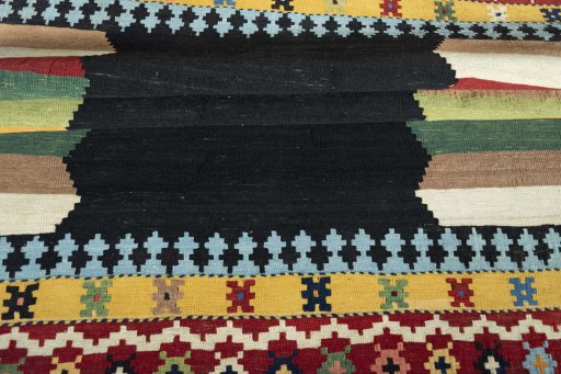 Full view of New Kilim Sofre rug from Iran / Persia, 181 × 142 cm in Gray tones