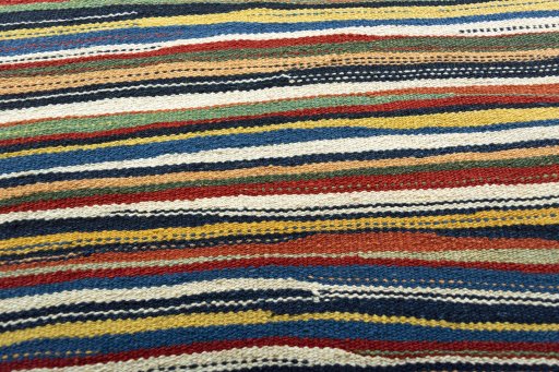 Backside of handmade New Kilim Sofre rug showing knot structure and weave density