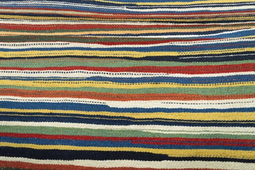 Full view of New Kilim Sofre rug from Iran / Persia, 101 × 99 cm in Multi Color tones