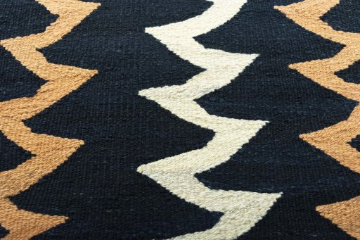 Backside of handmade New Kilim Sofre rug showing knot structure and weave density