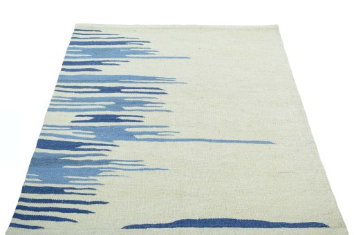 Close-up detail of New Kilim Sofre rug from Iran / Persia showing Wool weave
