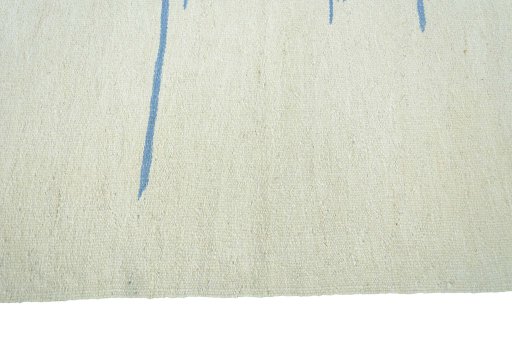 Close-up detail of New Kilim Sofre rug from Iran / Persia showing Wool weave