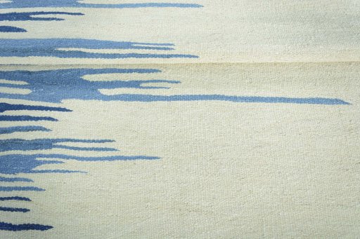 Full view of New Kilim Sofre rug from Iran / Persia, 122 × 117 cm in Beige tones
