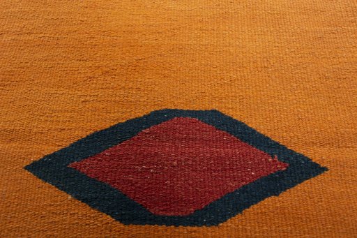 Backside of handmade New Kilim Sofre rug showing knot structure and weave density