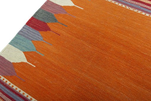 Surface texture of New Kilim Sofre rug with natural Wool and intricate pattern