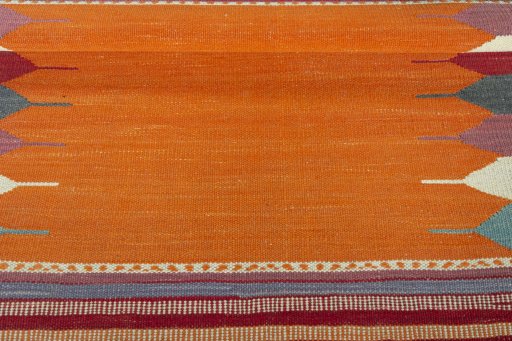 Full view of New Kilim Sofre rug from Iran / Persia, 94 × 86 cm in Yellow tones