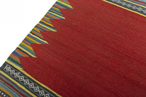 Surface texture of New Kilim Sofre rug with natural Wool and intricate pattern