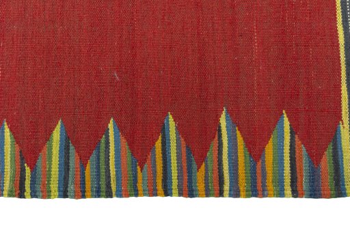 Close-up detail of New Kilim Sofre rug from Iran / Persia showing Wool weave