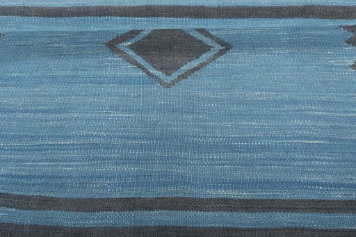 Full view of New Kilim Sofre rug from Iran / Persia, 97 × 97 cm in Blue tones